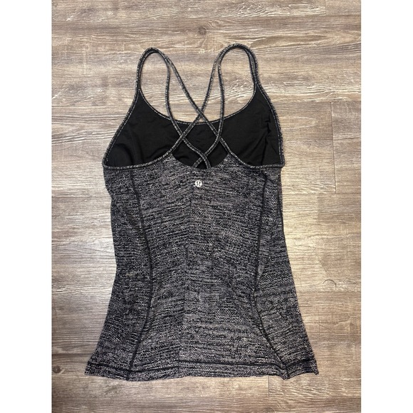 Lululemon Tank Top Criss Cross Back Gray Black Size 10 - Picture 1 of 4
